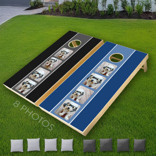 8 Photo Film Strip Modern Green Black Blue Cornhole Set