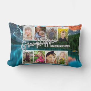 8 Photo "Grandchildren Make Life Grand" Lumbar Pillow