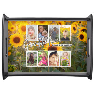 8 Photo "Grandchildren Make Life Grand" Serving Tray
