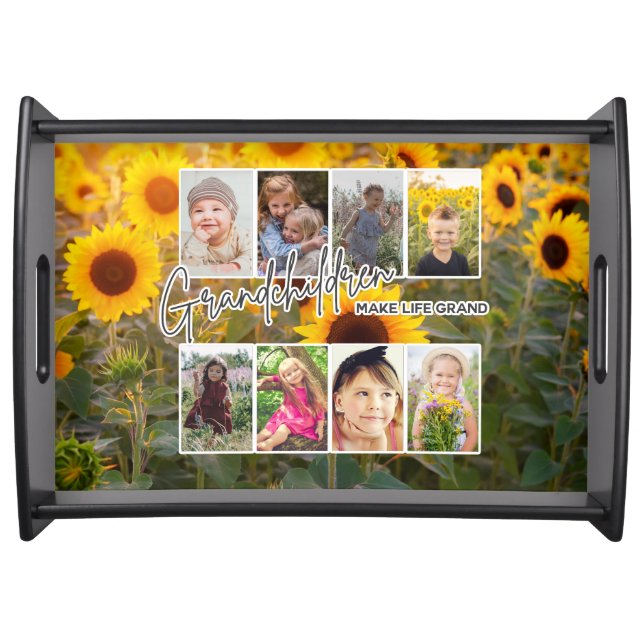 8 Photo "Grandchildren Make Life Grand" Serving Tray (Front)