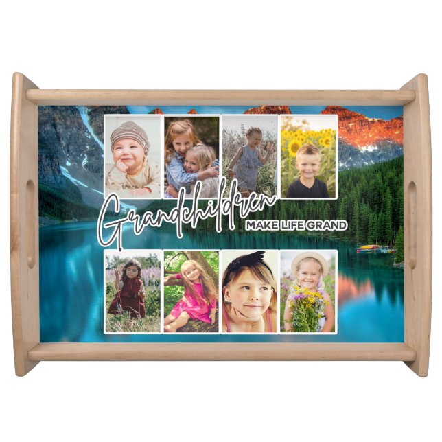 8 Photo "Grandchildren Make Life Grand" Serving Tray (Front)