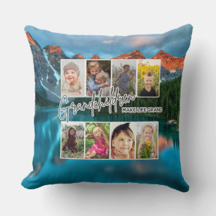 8 Photo "Grandchildren Make Life Grand" Throw Pillow
