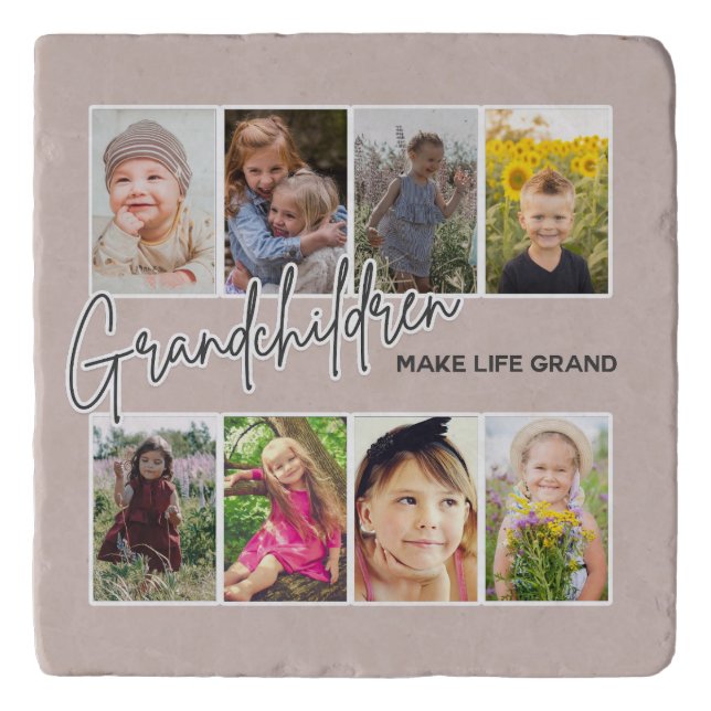 8 Photo "Grandchildren Make Life Grand" Trivet (Front)