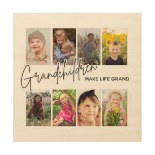 8 Photo "Grandchildren Make Life Grand" Wood Wall Art
