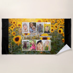 8 Photo "Grandparents Make Life Grand" Beach Towel