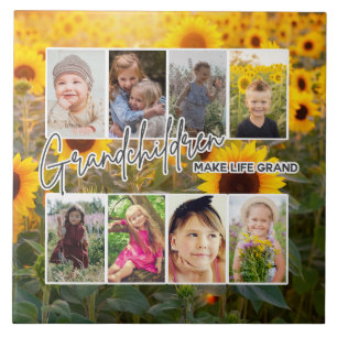 8 Photo "Grandparents Make Life Grand" Ceramic Tile