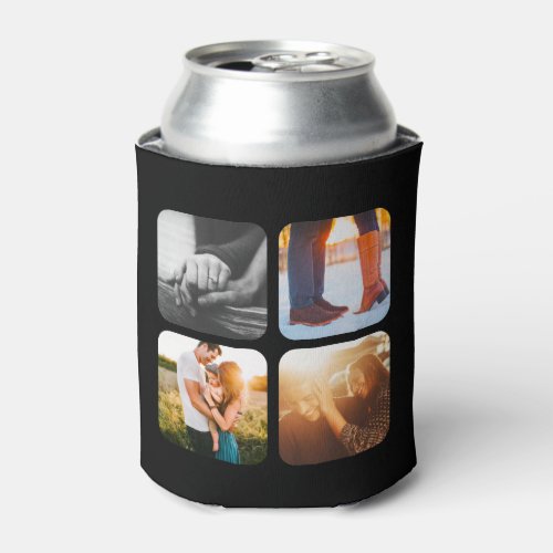 8 Photo Grid Template Double Sided Black Can Cooler
