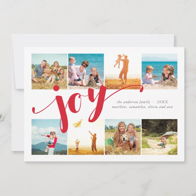 8 Photo Joy Collage Holiday Photo Card (Front)