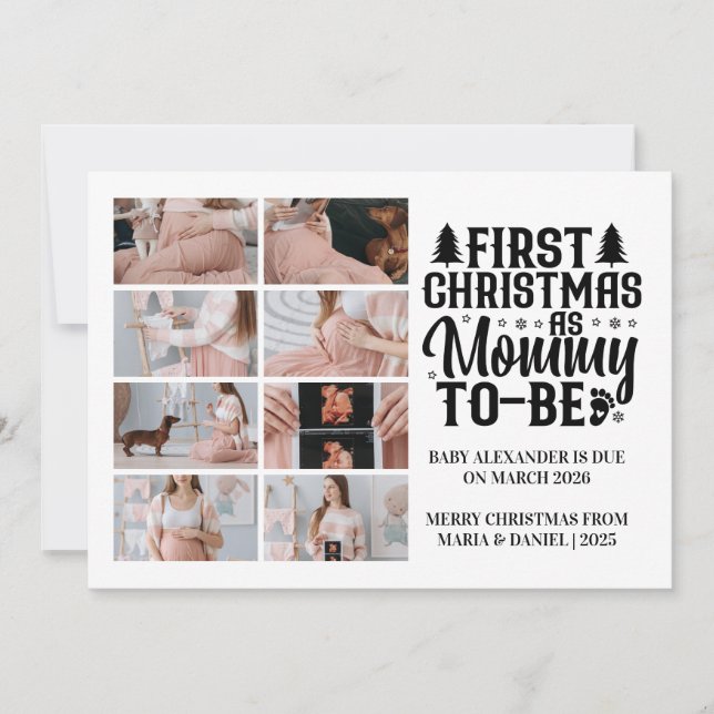 8 Photo Mommy to be Christmas Pregnancy  Holiday Card (Front)
