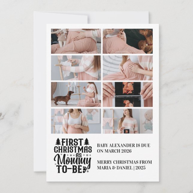8 Photo Mommy to be Christmas Pregnancy  Holiday Card (Front)