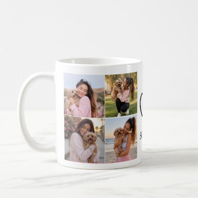 8 Photo Personalized Name Dog Coffee Mug (Left)