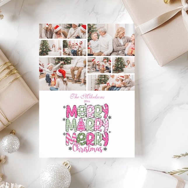 8 Photo Pink Green Merry Christmas Holiday (Creator Uploaded)