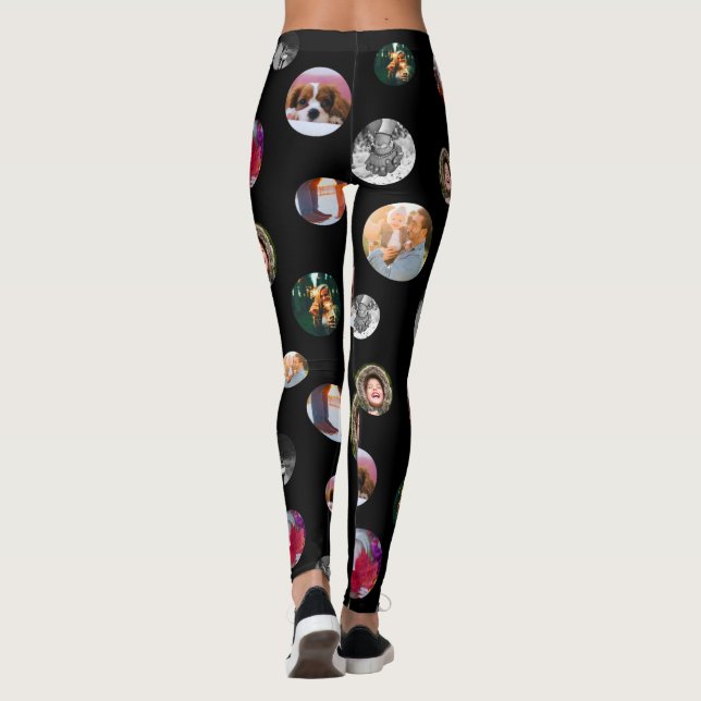 8 Photo polka dot Template Circles Black Exercise Leggings (Back)