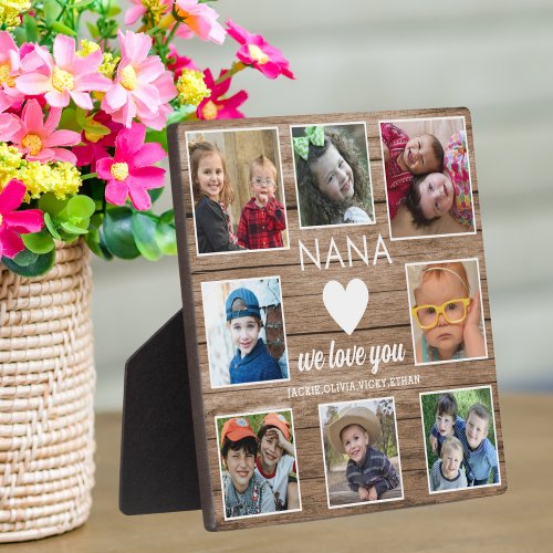 8 Photo Rustic Barn Wood Love You Nana Grandkids   Plaque