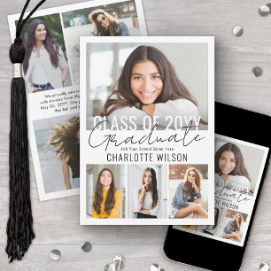8 Photo Simple Modern Bold Class Year Graduation Announcement