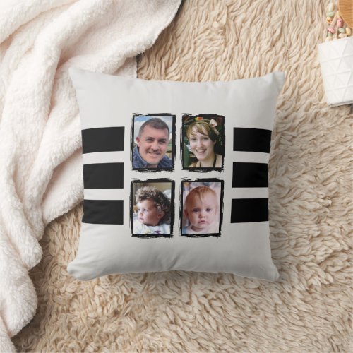 8 photo stripes black double sided throw pillow