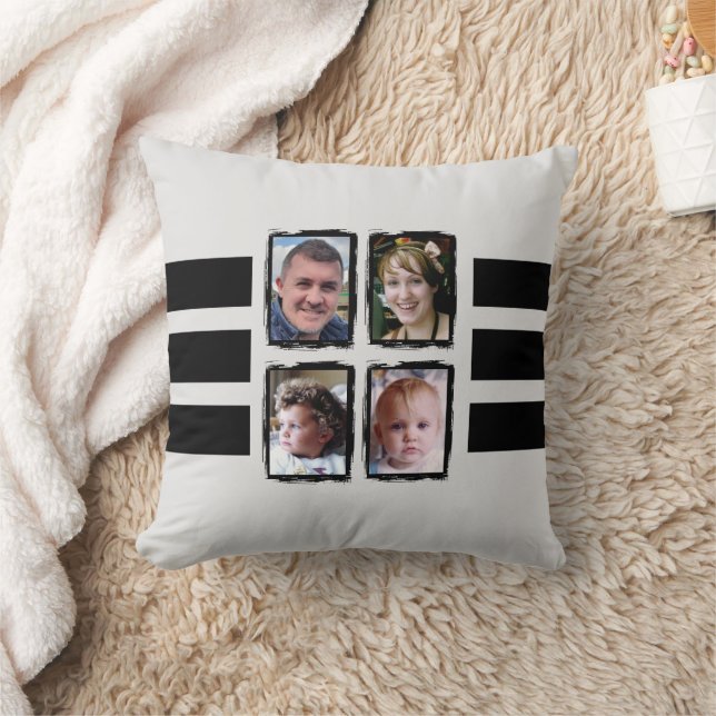 8 photo stripes black double sided throw pillow (Blanket)
