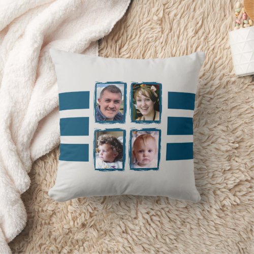 8 photo stripes blue double sided throw pillow