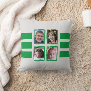 8 photo stripes green double sided throw pillow