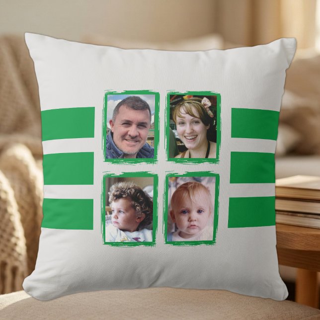 8 photo stripes green double sided throw pillow (Creator Uploaded)