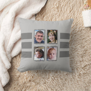 8 photo stripes grey double sided throw pillow