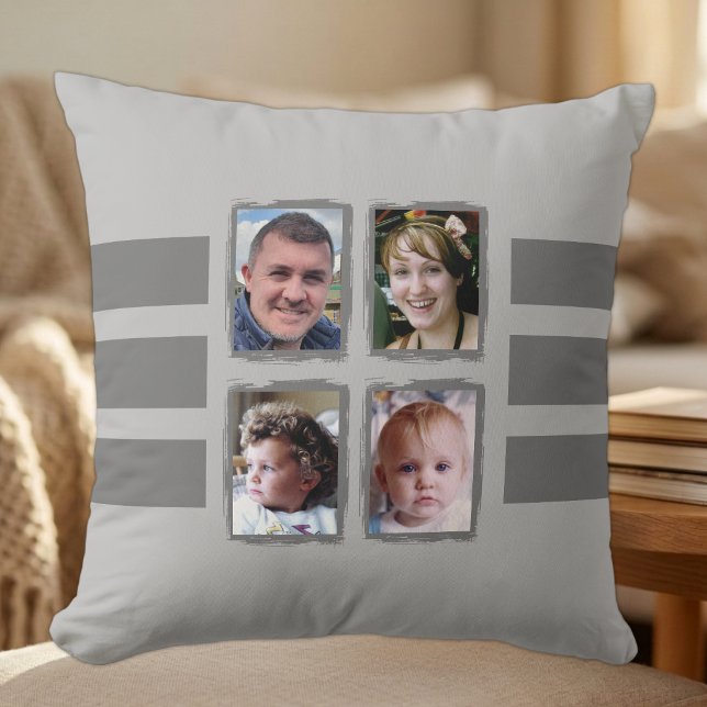 8 photo stripes grey double sided throw pillow (Creator Uploaded)
