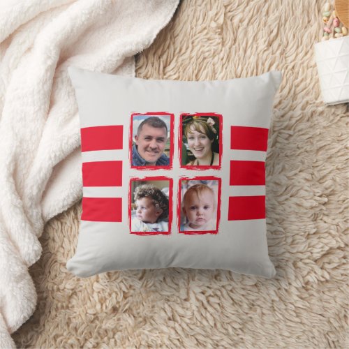 8 photo stripes red double sided throw pillow