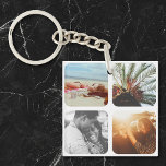 8 Photo Template Double Sided Grid Rounded White Keychain<br><div class="desc">Personalized Photo Key Chain with Rounded White Frame</div>