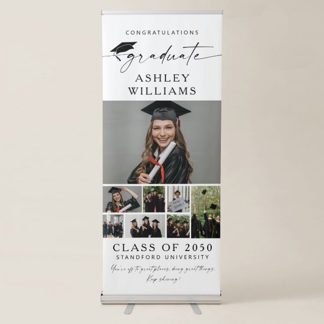 8 Photo Vertical Graduation Party  Retractable Banner (Front)