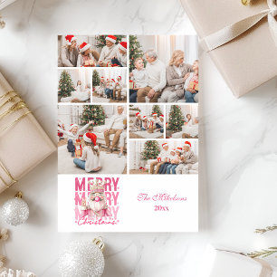 8 Photo Vintage Pink Nutcracker Christmas  Holiday Card