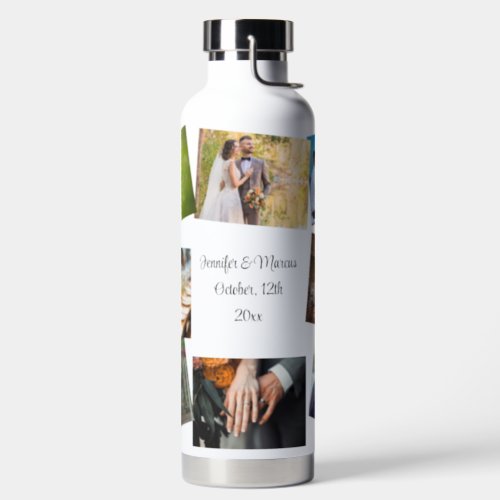 8 Photo Wedding Template Personalize Text Hot Cold Water Bottle