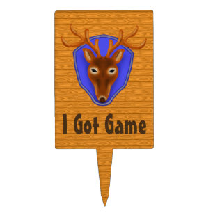 8-Point Buck Deer Hunting Trophy on Wood Grain Cake Topper
