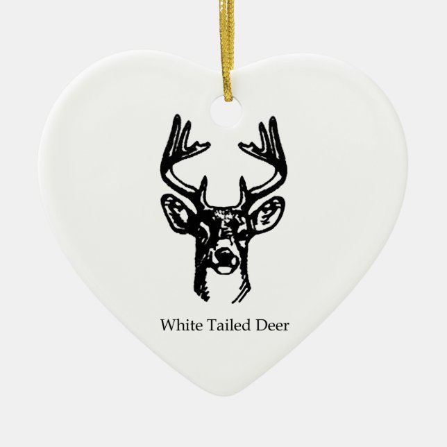 8 Point Buck White Tail Deer Ceramic Ornament (Front)