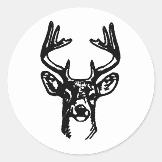 8 Point Buck White Tail Deer Classic Round Sticker (Front)