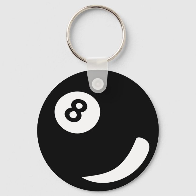 8 pool billiard ball black billiards keychain (Front)