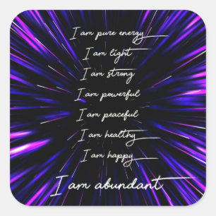 8 Positive Affirmations for Abundance and Success Square Sticker