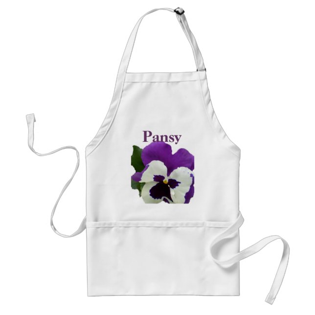 8 Purple White Pansy Adult Apron (Front)