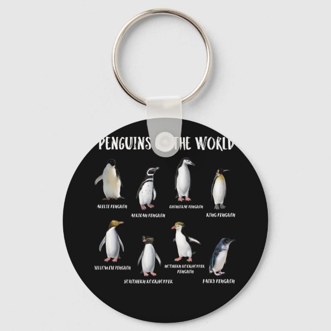 8 Rarest Penguins of the World Funny Animals Keychain (Front)