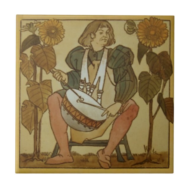 #8 Repro Copeland Medieval Minstrels Music Theme Ceramic Tile (Front)