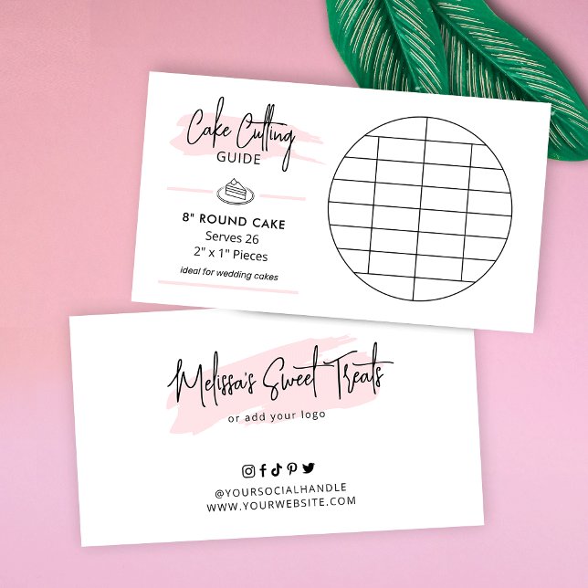 8" Round Cake Cutting Guide 2x1" Portions Size Enclosure Card (8 inch round wedding cake cutting guide)
