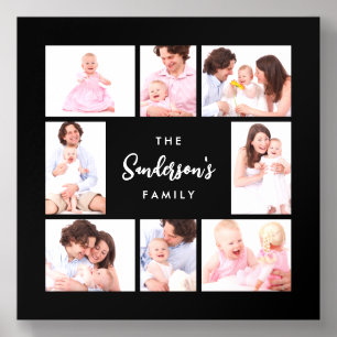 8 Sections Family Photo in Black Frame Acrylic Photo Tile