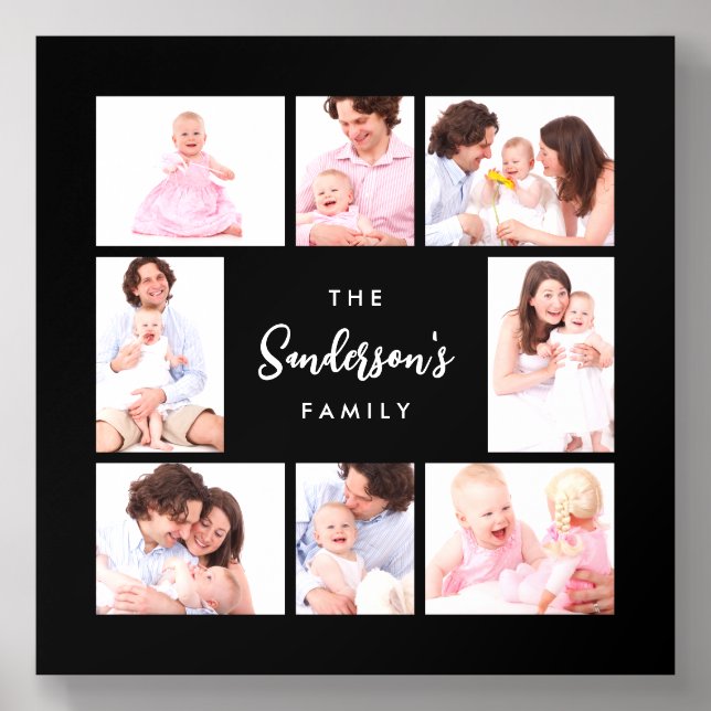 8 Sections Family Photo in Black Frame Acrylic Photo Tile (Front Set)