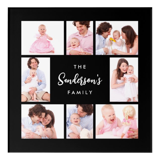 8 Sections Family Photo in Black Frame Acrylic Print (Front)