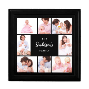 8 Sections Family Photo in Black Frame Gift Box