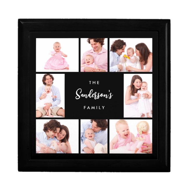 8 Sections Family Photo in Black Frame Gift Box (Front)