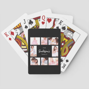 8 Sections Family Photo in Black Frame Poker Cards