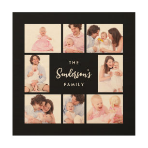8 Sections Family Photo in Black Frame Wood Wall Art
