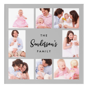 8 Sections Family Photo in Gray Frame Acrylic Print