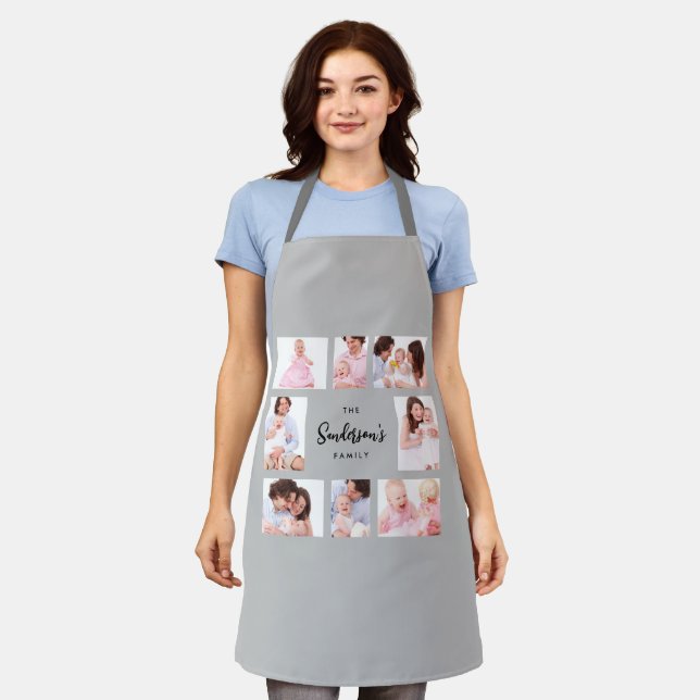 8 Sections Family Photo in Gray Frame Apron (Worn)