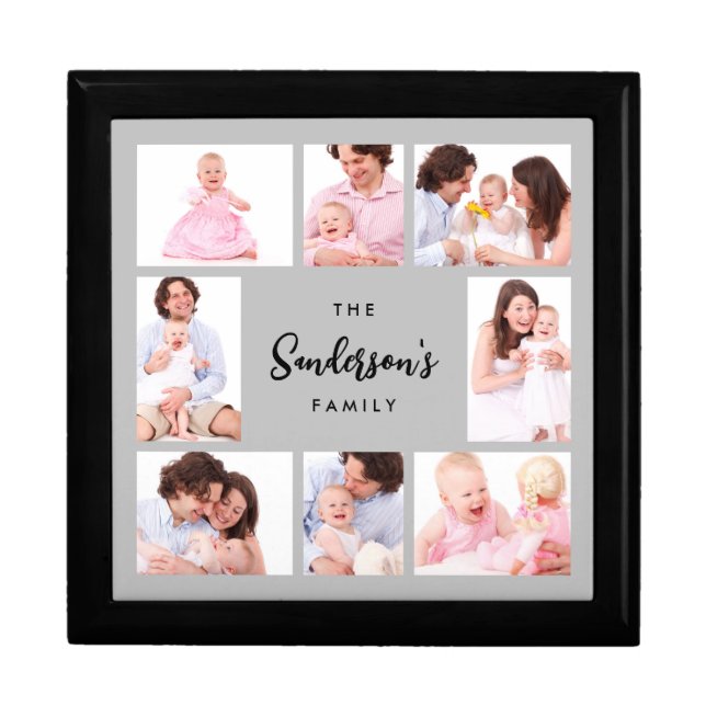 8 Sections Family Photo in Gray Frame Gift Box (Front)